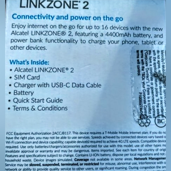 ALCATEL LINKZONE® 2 Wi-Fi 4g LTE Mobile Hotspot MW43TM - Picture 6 of 6